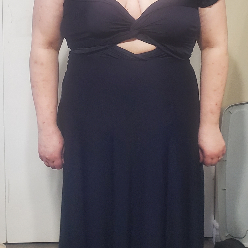 Black One Shoulder Babydoll Dress with Plunge Neckline